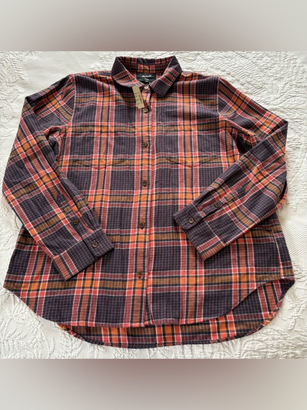 NWT Madewell women’s flannel Classic ex boyfriend shirt button down size XL